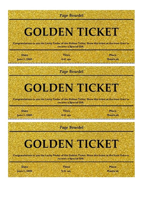 Golden Ticket Editable Template